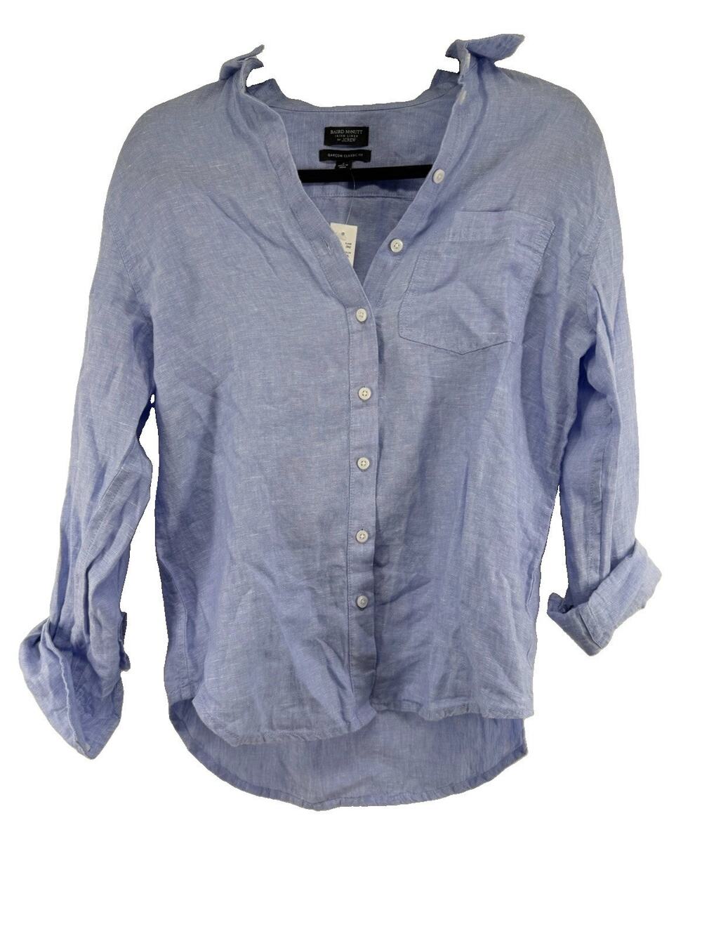 J Crew Baird McNutt Irish Linen Shirt Women’s Size 0 Blue Slim Fit NWT